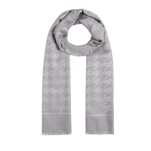 Ipekevi 06606 Silver Houndstooth Cotton Silk Shawl