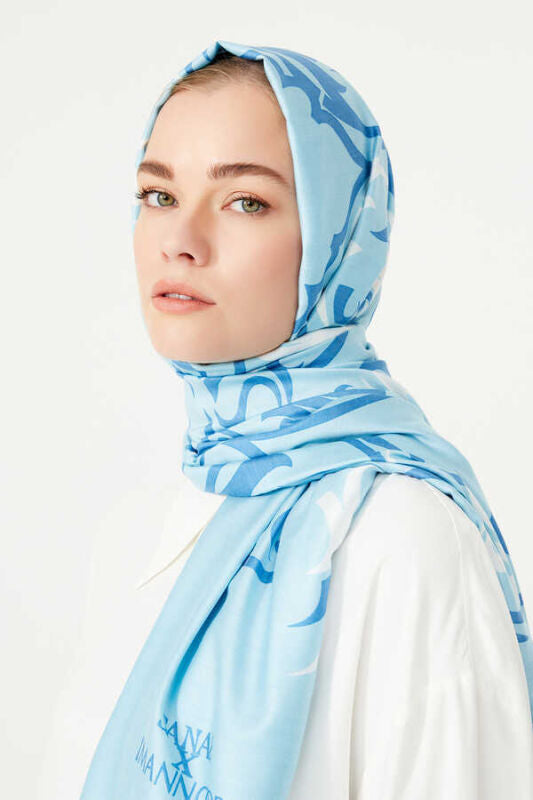 Imannoor Hud Hud Silk Shawl Blue