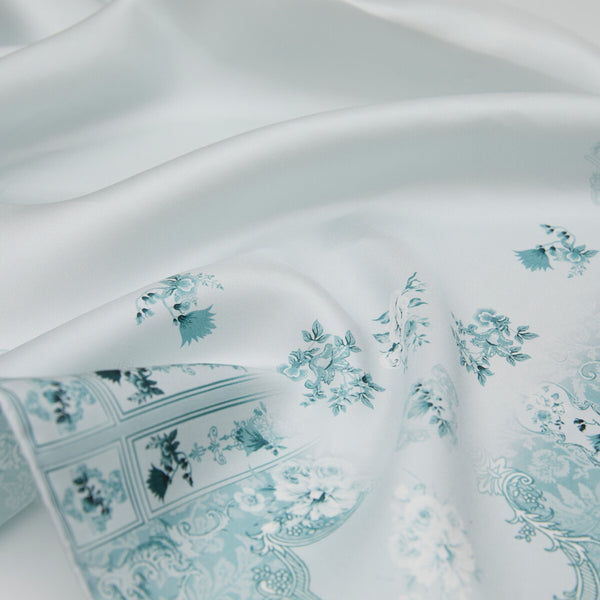 Ipekevi 01314 Ice Blue Mansion of Seniha Sultan Twill Silk Scarf
