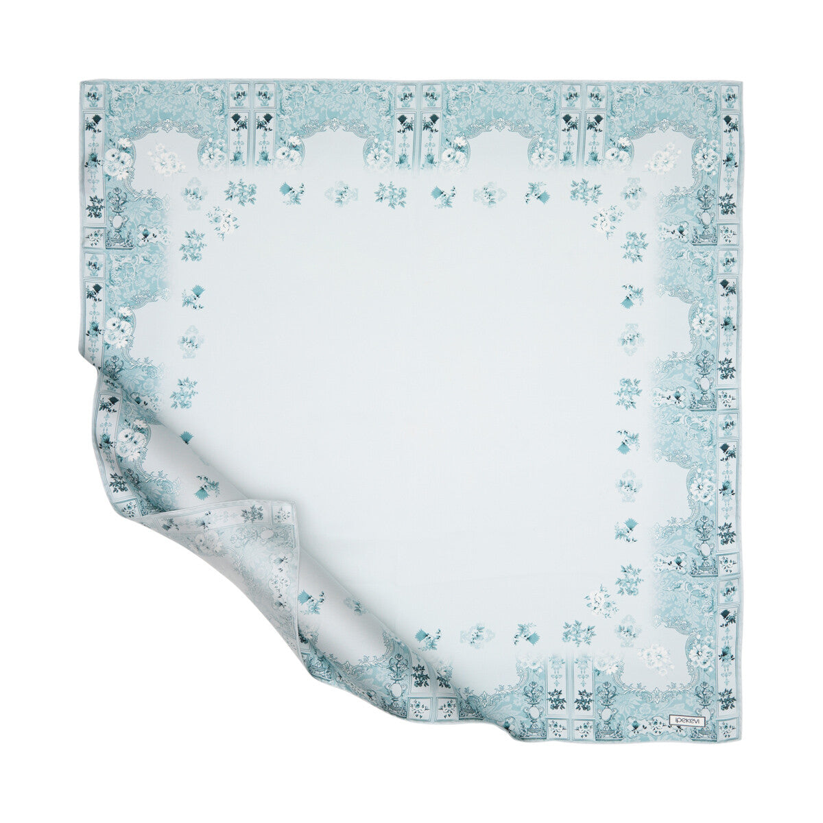Ipekevi 01314 Ice Blue Mansion of Seniha Sultan Twill Silk Scarf