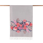 Ipekevi 02677 Gray Palace Garden Print Silk Shawl