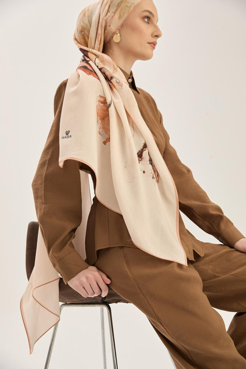 MAISA Iris Floss Viscose Shawl Brown