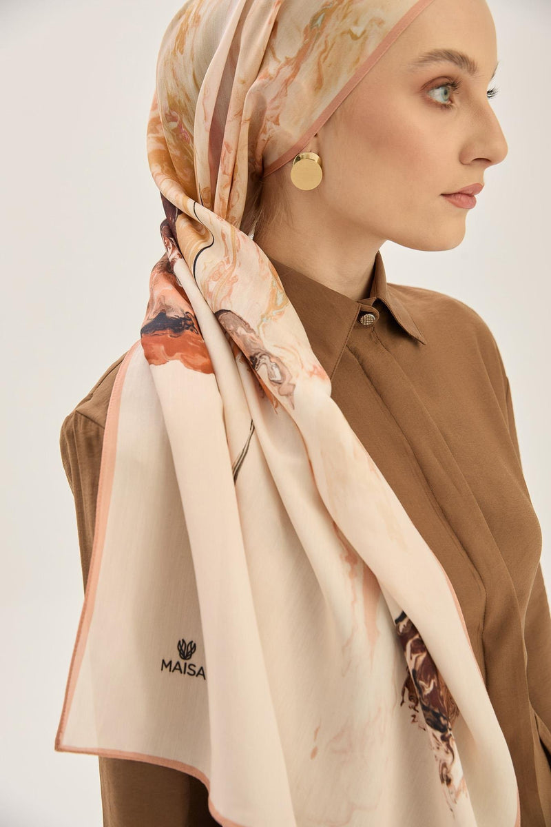 MAISA Iris Floss Viscose Shawl Brown