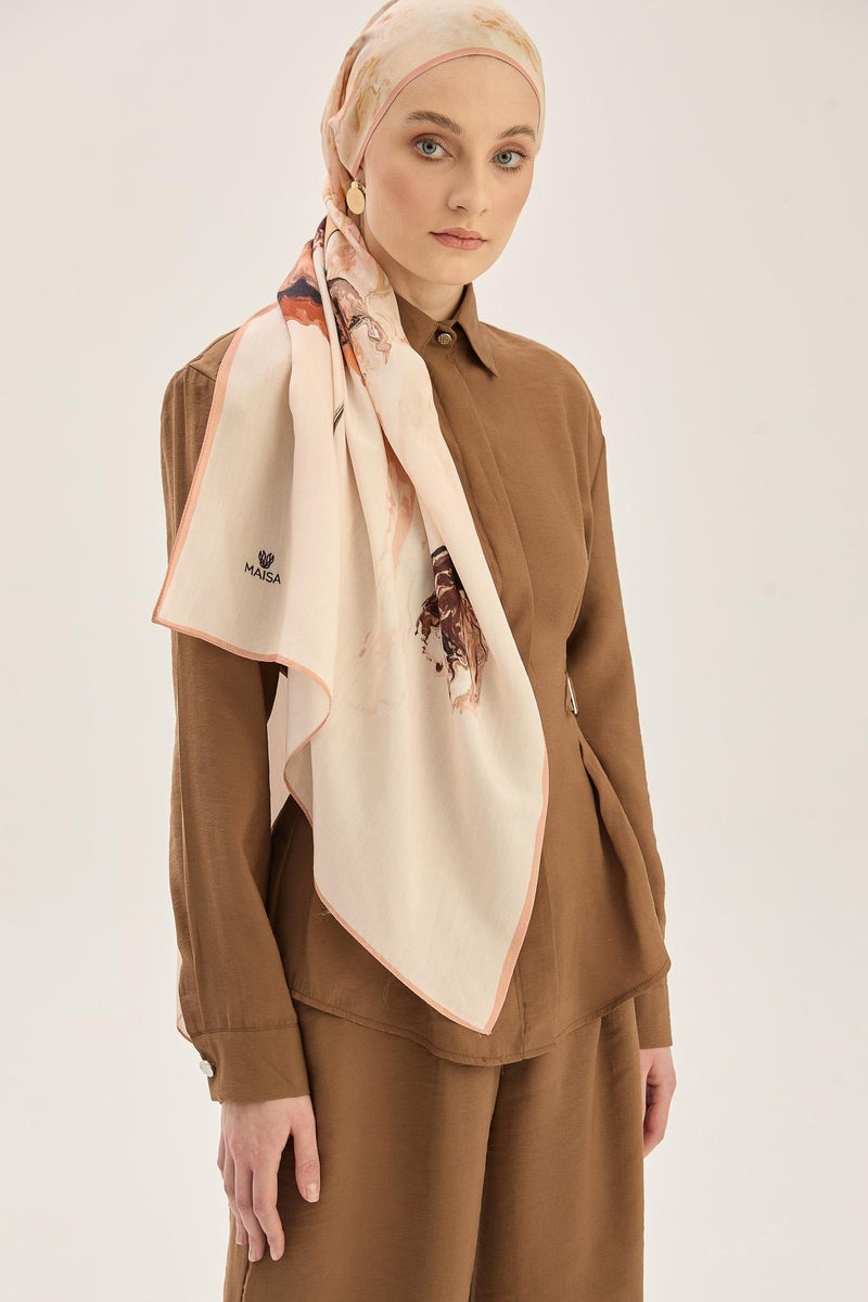 MAISA Iris Floss Viscose Shawl Brown