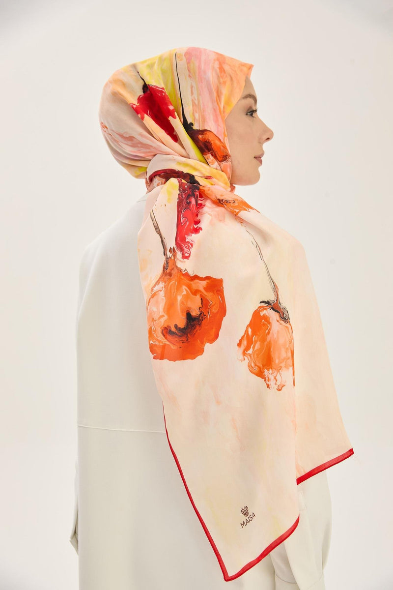 MAISA Iris Floss Viscose Shawl Red