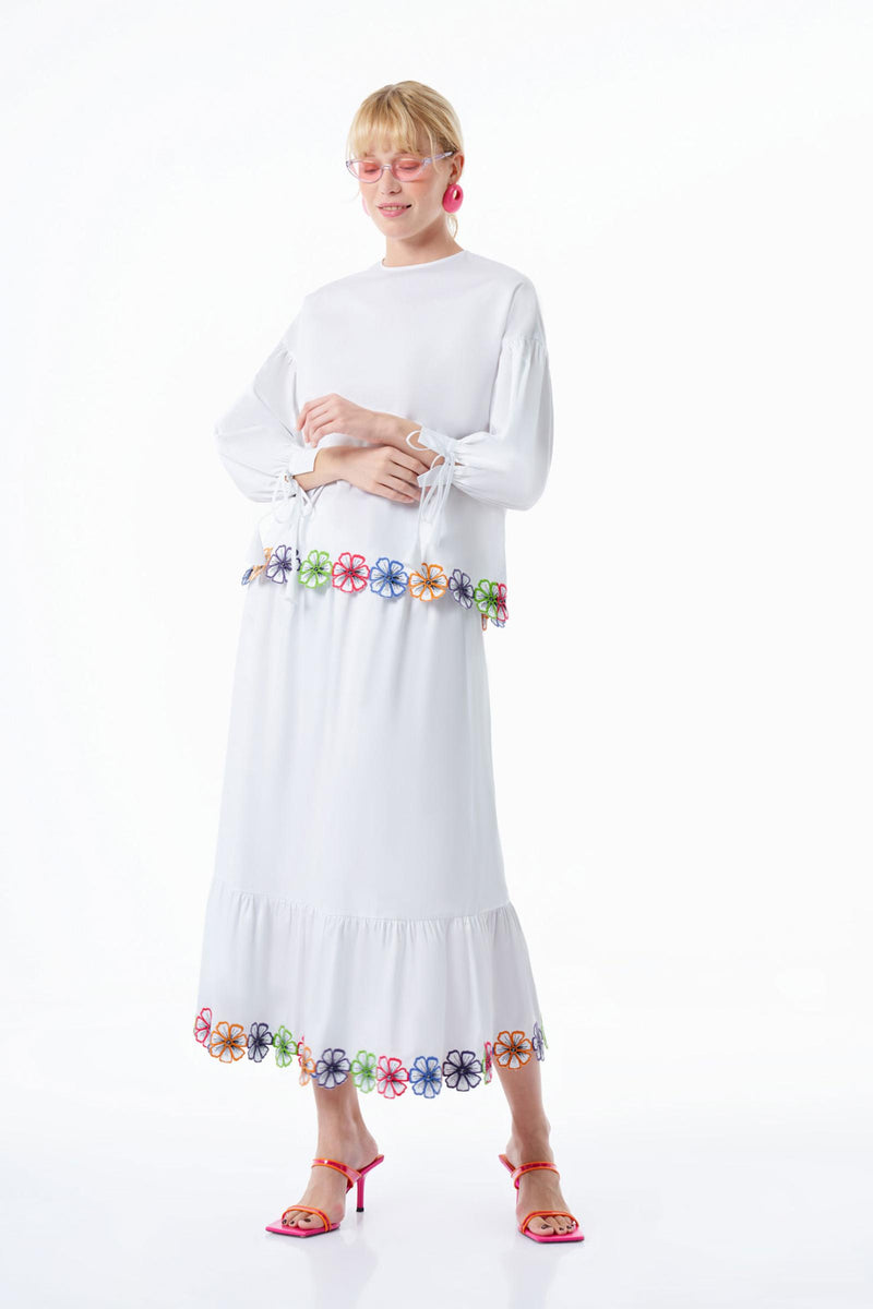 ZMS Embroidered Skirt White