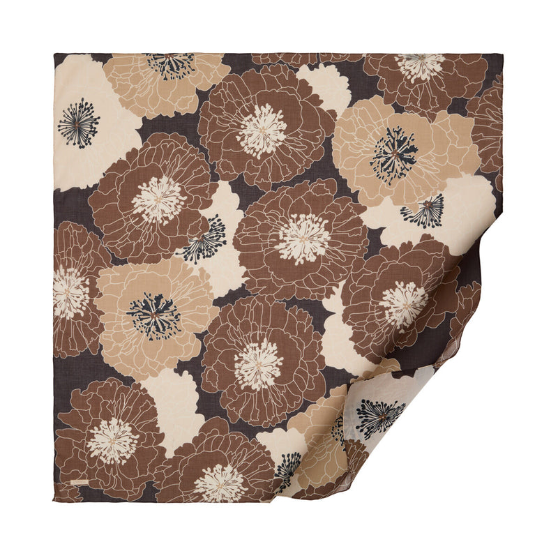 Ipekevi 01413 Brown Hydrangea Print Cotton Scarf