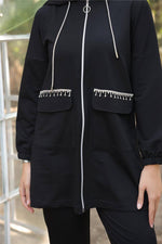 Bwst Pocket Rhinestone Tracksuit Black