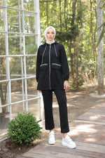 Bwst Pocket Rhinestone Tracksuit Black