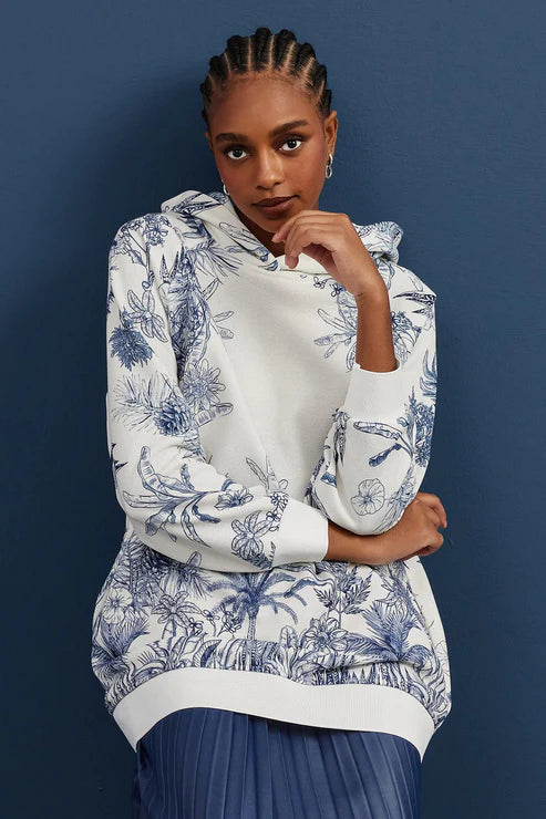 K&B Blue Printed Hoodie