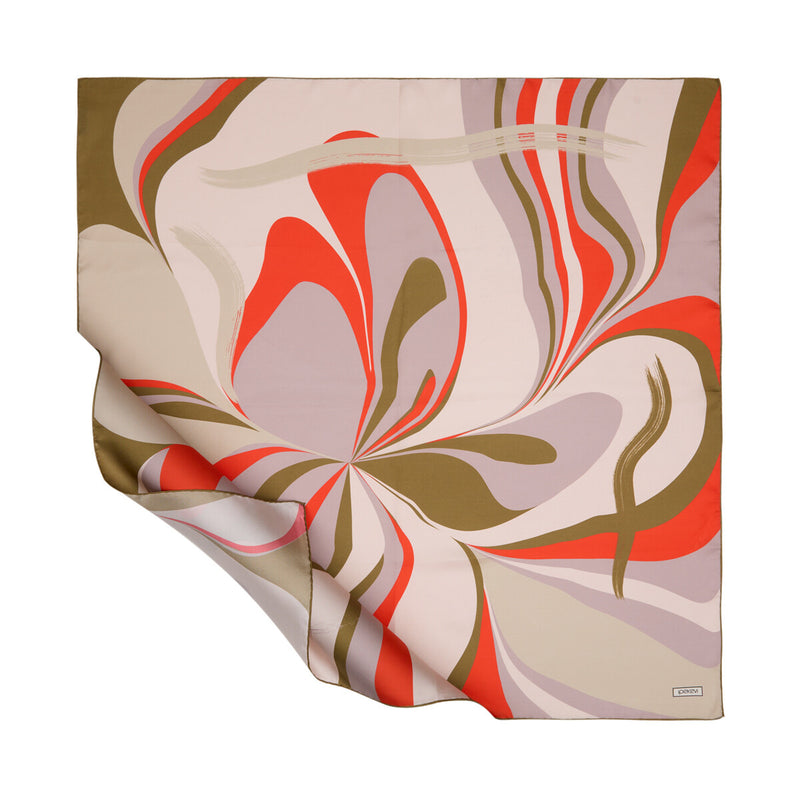 Ipekevi 01280 Khaki Powder Lav Twill Silk Scarf