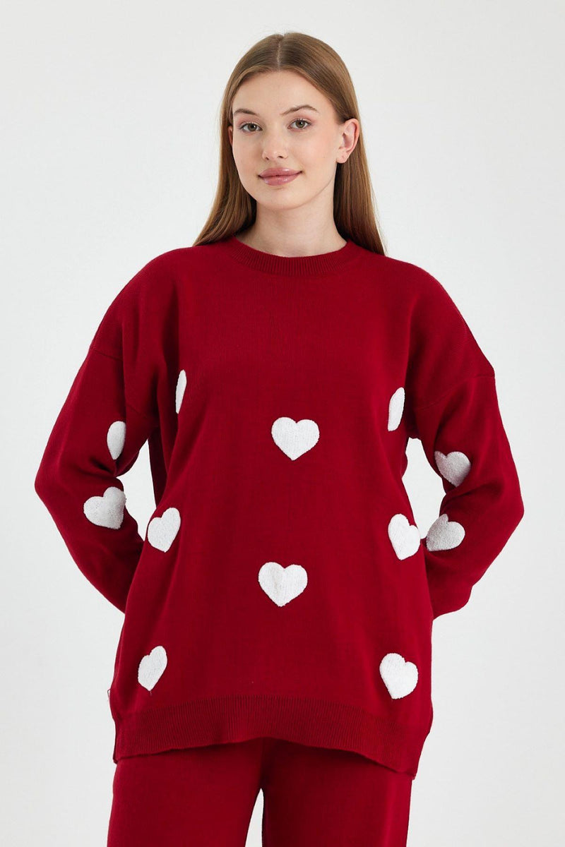 DZL Heart Knitted Set Red