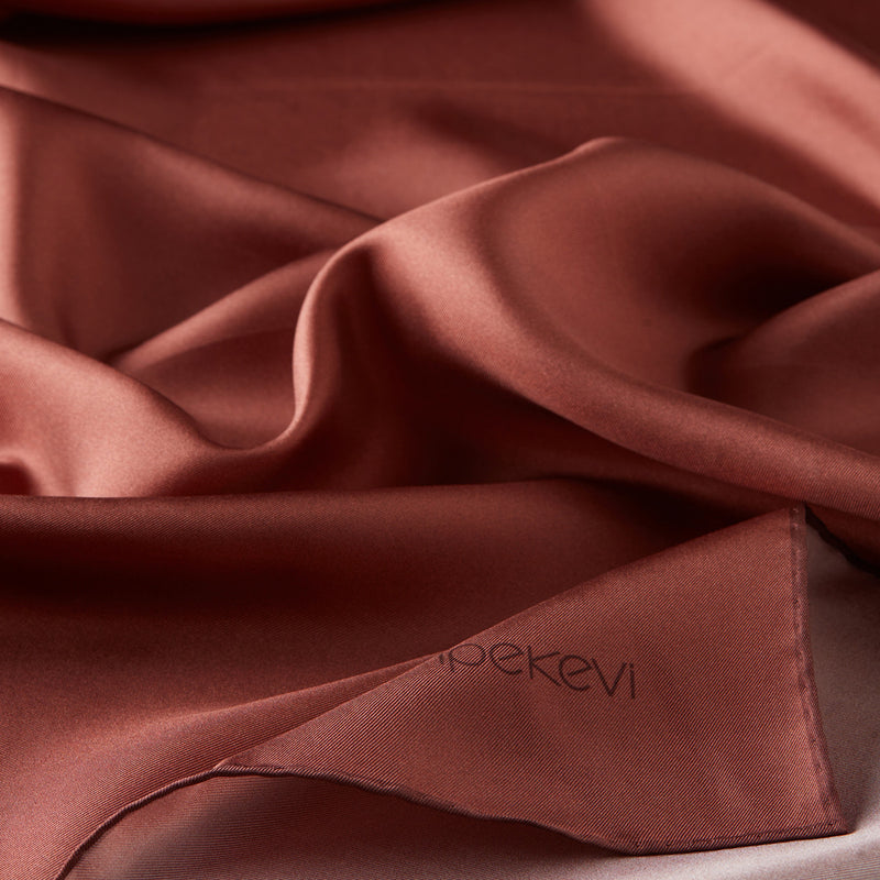 Ipekevi 01116 Red Copper Plain Silk Twill Scarf