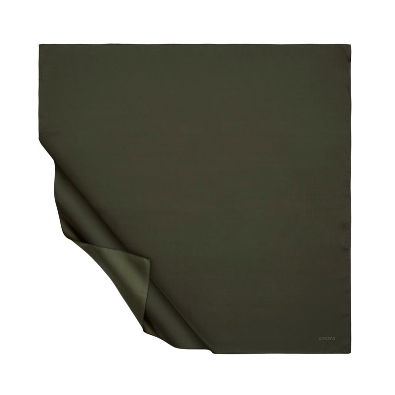 Ipekevi 01116 Dark Olive Plain Silk Twill Scarf