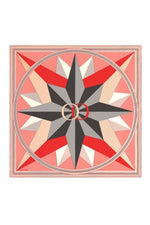 Imannoor Compass of the North Twill Silk Scarf Red