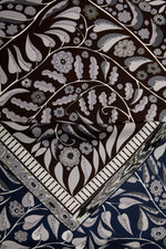 Imannoor Labyrinth Ivy Twill Silk Scarf Brown-Blue