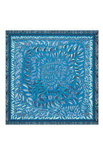 Imannoor Labyrinth Ivy Twill Silk Scarf Blue-Navy