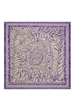 Imannoor Labyrinth Ivy Twill Silk Scarf Purple-Yellow