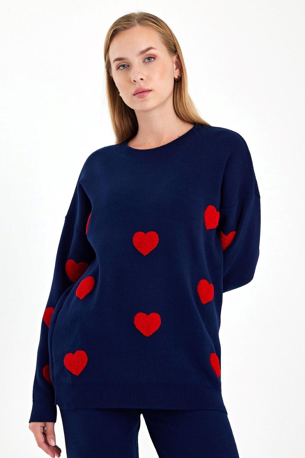 DZL Heart Knitted Set Navy Blue