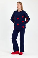 DZL Heart Knitted Set Navy Blue