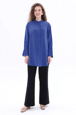All Silver Buttons Tunic Sax Blue