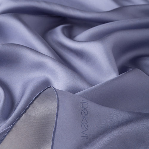 Ipekevi 01116 Metallic Blue Plain Silk Twill Scarf