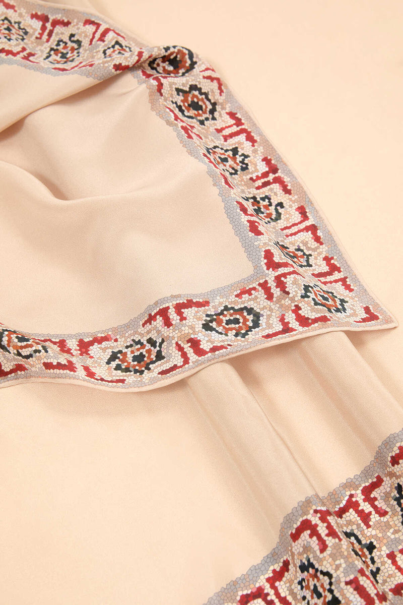 Imannoor Mini Mosaic Silk Shawl Cream