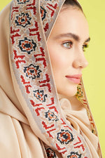 Imannoor Mini Mosaic Silk Shawl Cream