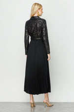 M&I Sequin Pleated Dress Black