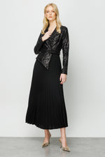 M&I Sequin Pleated Dress Black