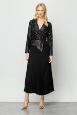 M&I Sequin Pleated Dress Black