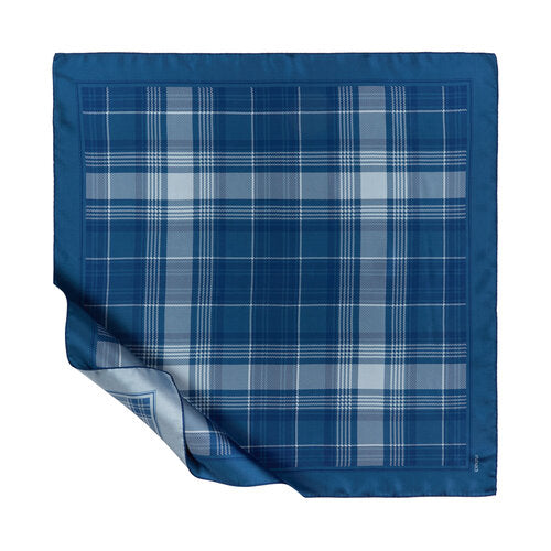 Ipekevi 01152 Navy London Plaid Silk Twill Scarf