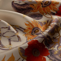 Ipekevi 01958 Ottoman Beige Monogram Garden Twill Silk Scarf