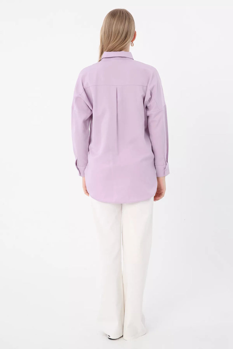 AllDay 51029 Button Down Tunic Lilac