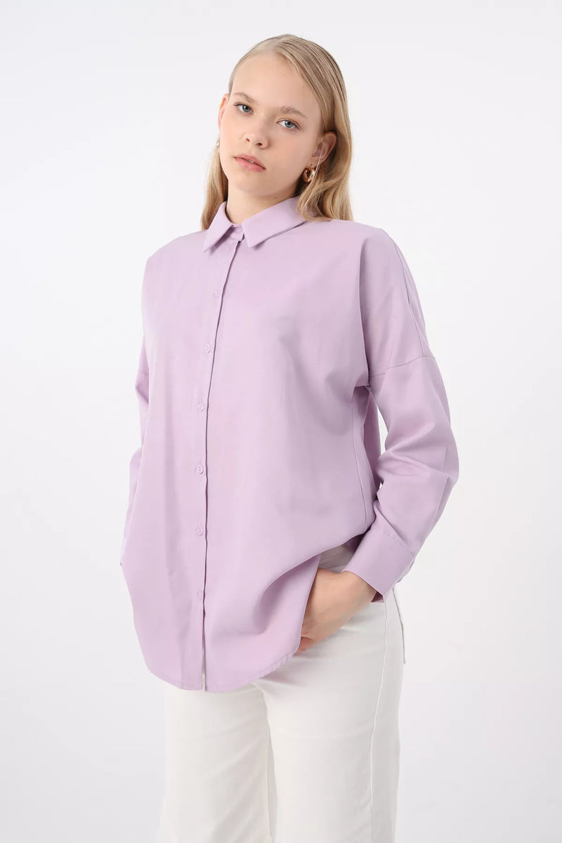 AllDay 51029 Button Down Tunic Lilac