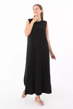 All 60019-3 Inner Full Maxi Sleeveless Dress Black
