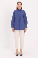 All Frilled Crew Neck Shirt Indigo