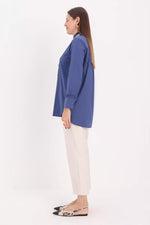 All Frilled Crew Neck Shirt Indigo