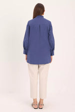 All Frilled Crew Neck Shirt Indigo