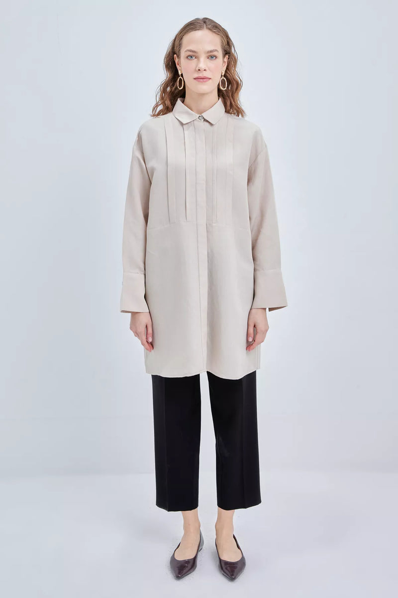 All Pleated Tunic Beige