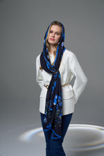 MAISA Pilla Modal Silk Shawl Navy Blue