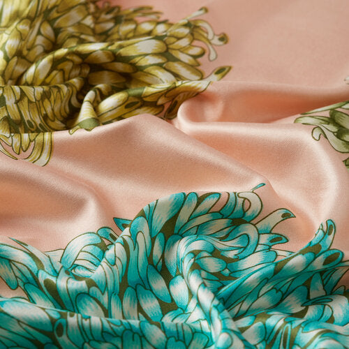 Ipekevi 08028 Pink Dahlia Print Silk Shawl