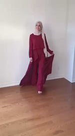 Q&P Chiffon Detailed Set Burgundy