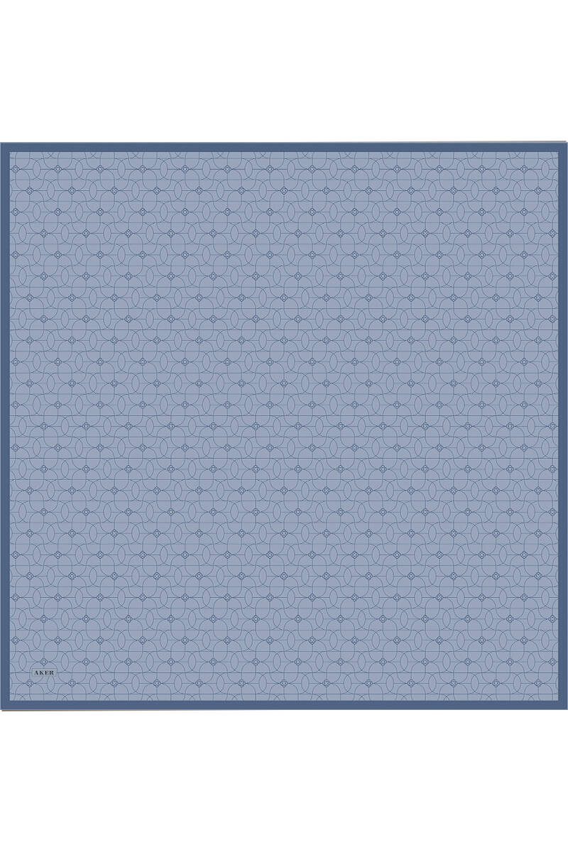 AKER Crepe Silk Saten Scarf Blue 323