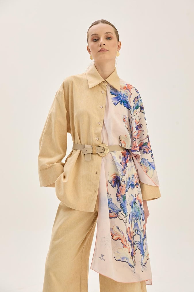 MAISA Reyna Crepe Silk Shawl Powder Pink