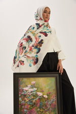 MAISA Reyna Cotton Silk Shawl Ecru