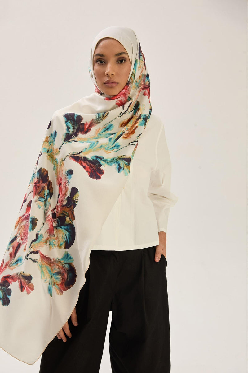 MAISA Reyna Cotton Silk Shawl Ecru