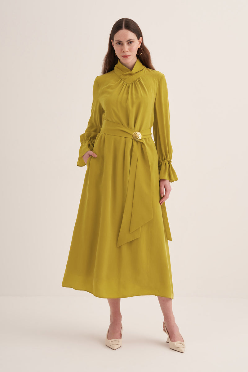 CLND Haslet Qupra Silk Dress Saffron