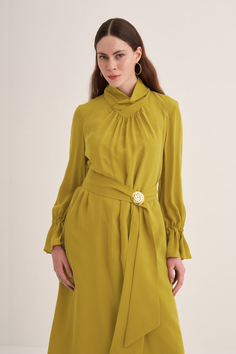 CLND Haslet Qupra Silk Dress Saffron
