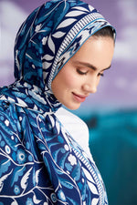 Imannoor Ivy Labyrinth Silk Shawl Navy